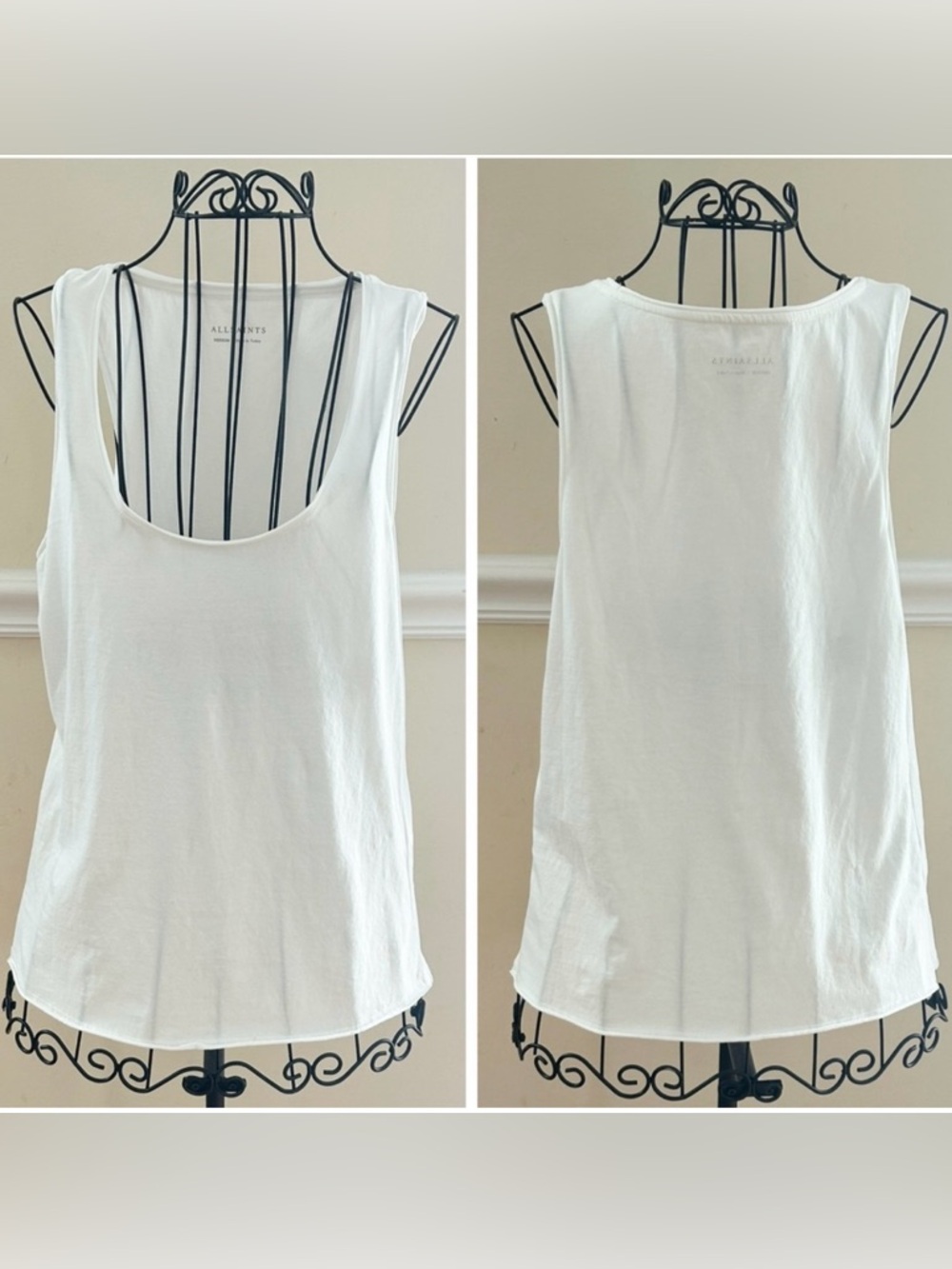 NWOT All Saints Women's 100% Cotton White Scoop Neck Tank Top